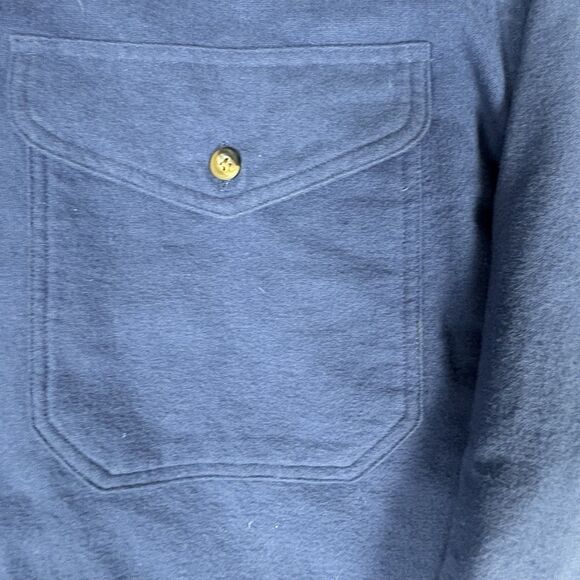 Vintage Lands End Heavy Fleece Flannel Shirt L Navy Fall ‘98 90s Workwear USA - Picture 4 of 6